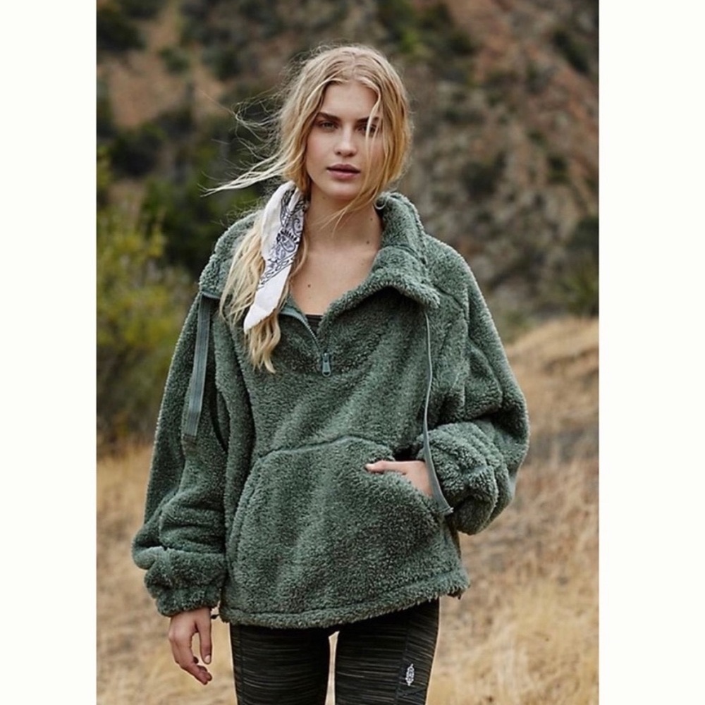 Free People Movement Big Sky High Neck Pullover in Army